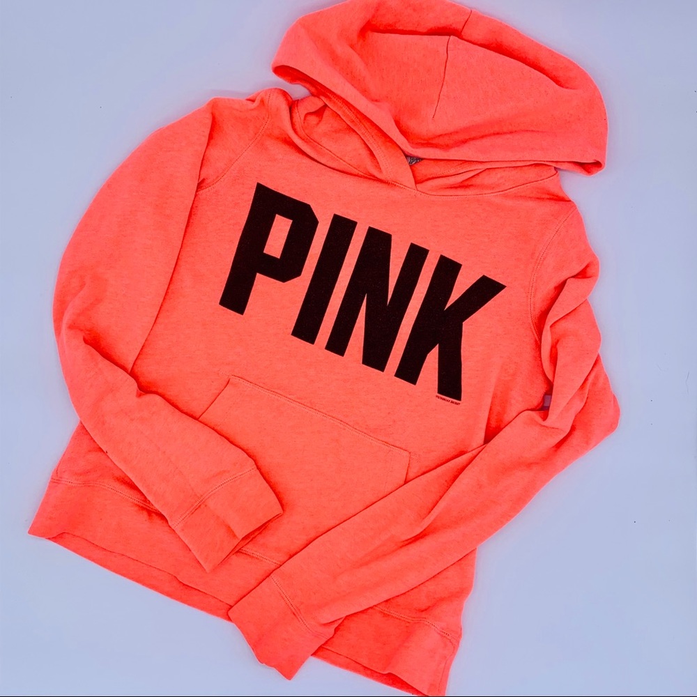 PINK by VS Coral Orange Hoodie sweatshirt small